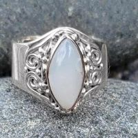 Sterling Silver Marquis Moonstone Ring 