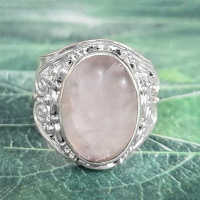 Large Oval Rose Quartz Ring