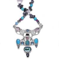 Turquoise, Topaz, Druzy and Quartz Multi-Gemstone Necklace