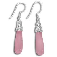 Pink Fiber Optic Drop Earrings