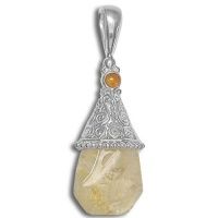 Citrine Nugget Pendant with Amber