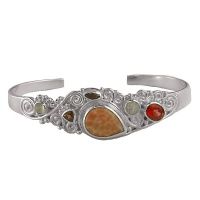Fire Agate, Moonstone, Dreamsicle Orange Topaz, Garnet & Rainbow Moonstone Cuff Bracelet
