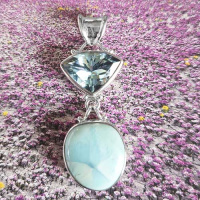 Larimar and Blue Topaz Pendant