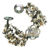 Carved Abalone Flower Beaded Bracelet