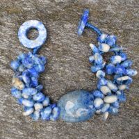 Lapis Beaded Bracelet with 20x25mm Nugget Center