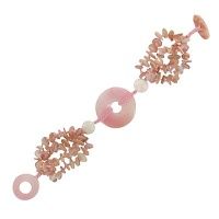 Pink Shell Chip Bracelet with Conch Shell Disk