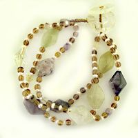 Three Strand Russian Jade & Rutilated Quartz MultiStone Bracelet