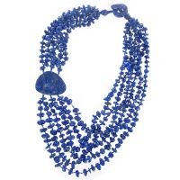 Lapis Beaded Necklace with 32x46mm Lapis Station