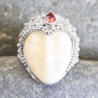 Sterling Silver Goddess Ring with Pink Tourmaline Size 8