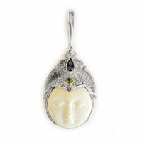 Sterling Silver Goddess Pendant with Iolite and Peridot