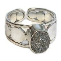 Platinum Druzy Silver Ring