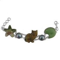 Cat, Star, and Fish Silver Bracelet