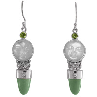 Mother of Pearl Goddess Earrings with Peridot and Variscite