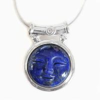 Sterling Silver Lapis Goddess Pendant ith Tube Bale and Chain