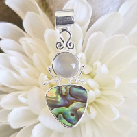 Paua Shell and Moonstone Pendant