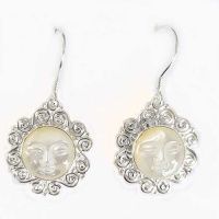 Ornate Sterling Silver Mother of Pearl Goddess Earrings (12mm)
