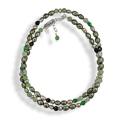 Green Pearl and Aventurine Beaded Necklace