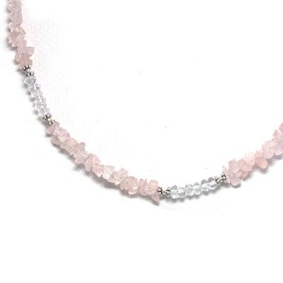 Rose Quartz, Crystal Nugget Silver Necklace