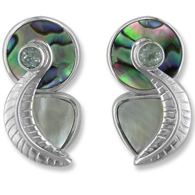 Mother of Pearl and Paua Post Earrings