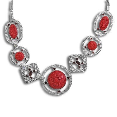 Cinnabar Necklace Sterling Silver