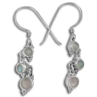 Moonstone and Rose Quartz Dangle Earrings