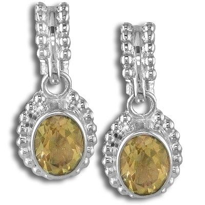 Sterling Citrine Faceted Oval Post Earrings
