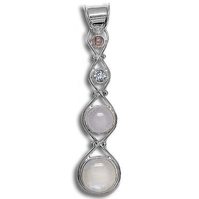 Sterling  Moonstone Pendant with Tourmaline and Quartz
