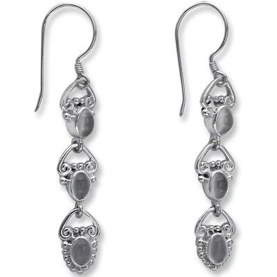 Moonstone Silver Dangle Earrings