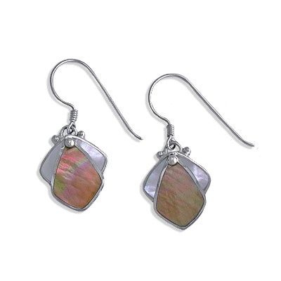 Brown Shell and Mother of Pearl Earrings