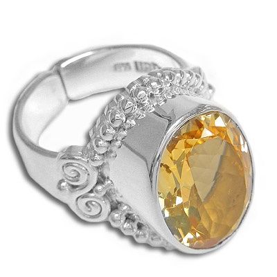 Oval Citrine Sterling Silver Ring