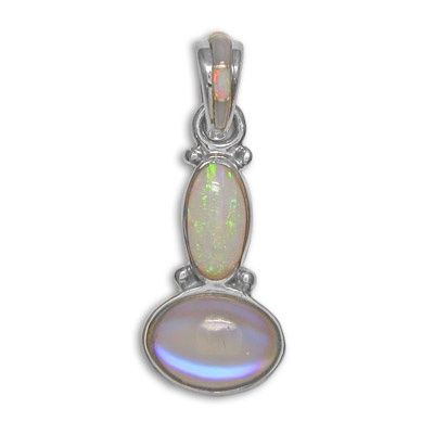 Titanium Backed Moonstone Opal Inlay Pendant 
