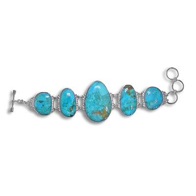 Turquoise (Stabilized) Freeform Bracelet  w/toggle
