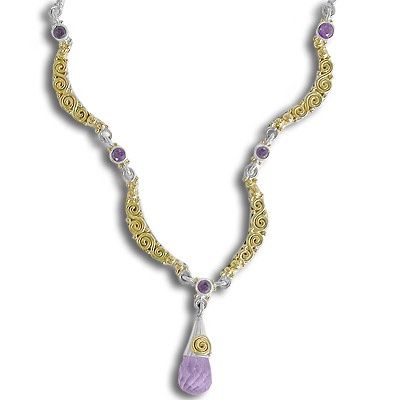 Amethyst Necklace with 18K Gold Swirls