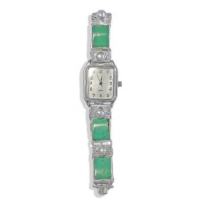 Turquoise and Pearl Silver Watch