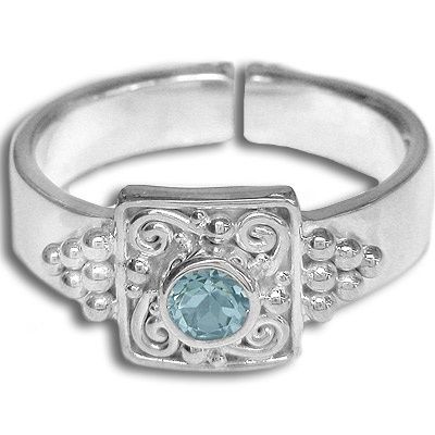 Blue Topaz Ring Sterling Silver