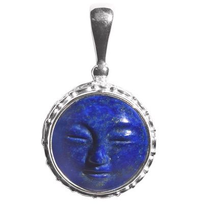  Lapis Dreaming Moon Goddess Pendant