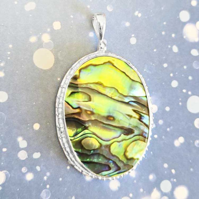 Sterling Silver Oval Paua Shell Pendant