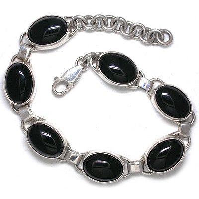 Handmade Onyx Ovals Link Bracelet