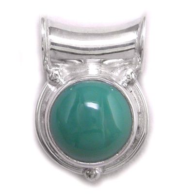 Sterling Silver 7mm Cabochon Turquoise Pendant
