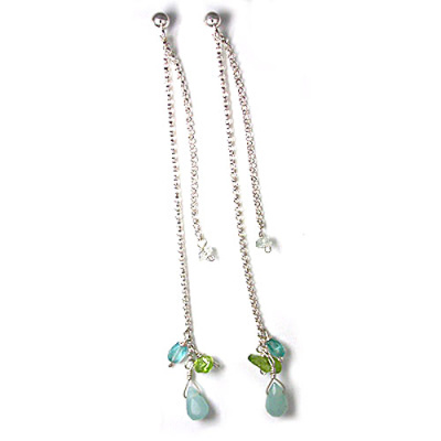 Amazonite, Apatite, Aquamarine, and Peridot Post Earrings