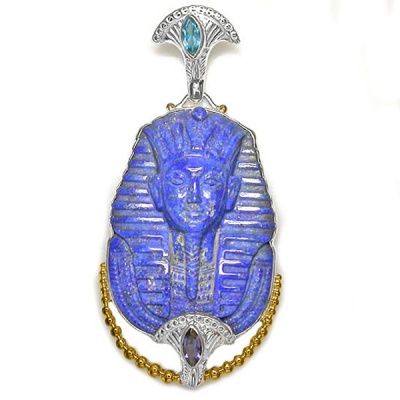 22K Vermeil Egyptian Lapis Pharaoh Pendant