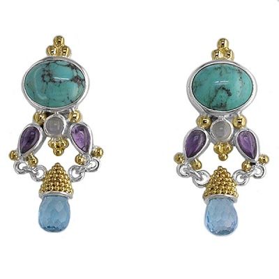 Turquoise Multi-Stone Vermeil Earrings