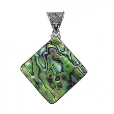 Paua Shell and Iolite Sterling Silver Pendant