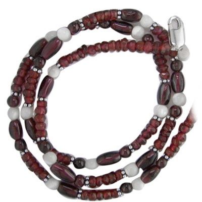 Garnet and Mother of Pearl Beaded Necklace