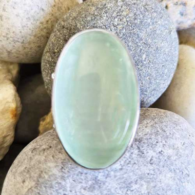 Green Selenite Oval Ring (18x30mm)