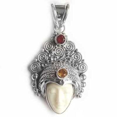 Godess Pendant with Mexican Fire Opal and Citrine