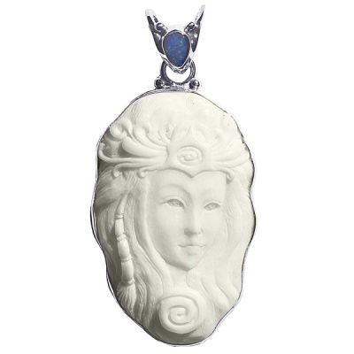 Carved Goddess with Opal Pendant
