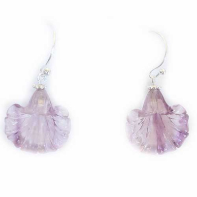 Light Purple Fluorite Flower Earrings