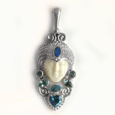 Blue Topaz & Opal Tranquility Goddess Pendant
