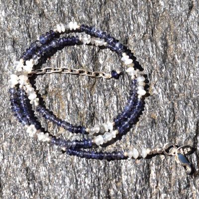 Labradorite, Iolite & Moonstone Beaded 18" Necklace 